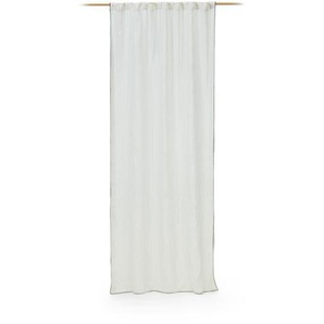 Kave Home - Vorhang Adra aus Leinen und weißer Baumwolle mit Streifen und Stickerei 140 x 270 cm