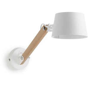 Kave Home - Wandleuchte Muse aus Buchenholz und Stahl mit weißem Finish