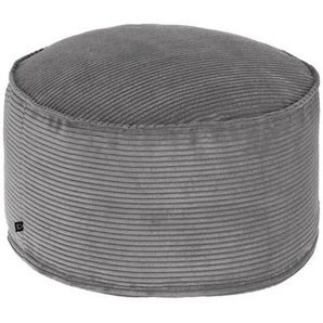 Kave Home - Wilma großer Pouf breiter Cord grau Ø 70 cm