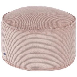 Kave Home - Wilma großer Pouf breiter Cord rosa Ø 70 cm
