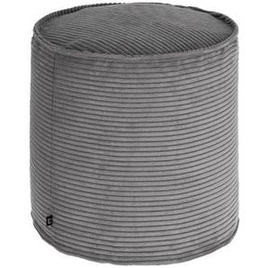 Kave Home - Wilma kleiner Pouf breiter Cord grau Ø 40 cm