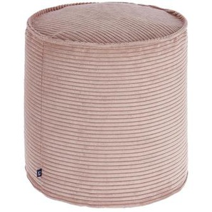Kave Home - Wilma kleiner Pouf breiter Cord rosa Ã˜ 40 cm