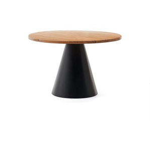 Kave Home - Wilshire runder Tisch aus massivem Akazienholz und Stahl in Schwarz Ã˜ 120 cm