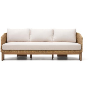 Kave Home - Xoriguer 3-Sitzer-Sofa aus synthetischem Rattan und massivem Eukalyptusholz 100 % FSC 223
