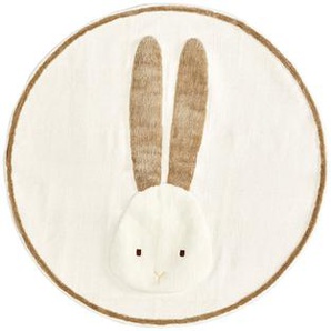 Kave Home - Yanil runder Teppich aus Baumwolle mit Hase beige  Ã˜ 100 cm