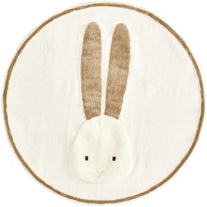 Kave Home - Yanil runder Teppich aus Baumwolle mit Hase beige  Ø 100 cm