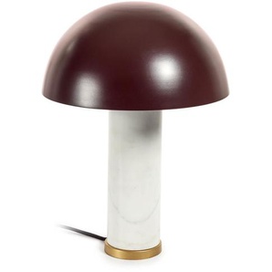 Kave Home - Zorione Tischlampe aus weißem Marmor und Metall mit braunem Finish mit UK Adapter