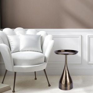 Kayoom Beistelltisch »Asra 125, Edles Design in Gold beziehungsweise Schwarz«, (1 St.), Metallgestell in Tropfenform, runde Ablagefläche, extravagant