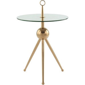 Kayoom Beistelltisch Ontario 325, Runde Glasplatte aus Sicherheitsglas, 100% Edelstahl (1-St), Minimalistisch, Gestell in Tripod-Design, mit Tragering