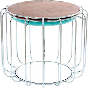 Kayoom Beistelltisch Pouf Comfortable 110, abnehmbares und wendbares Oberteil (1-St), praktisch umzuwandeln in Tisch oder Hocker, mit Spiegelglas