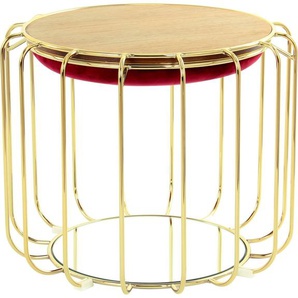Kayoom Beistelltisch Pouf Comfortable 110, abnehmbares und wendbares Oberteil (1-St), praktisch umzuwandeln in Tisch oder Hocker, mit Spiegelglas