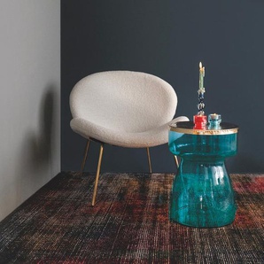 Kayoom Beistelltisch »Roman 125, mundgeblasener Glaskorpus«, (1 St.), mundgeblasener Glaskorpus, Retro-Design, goldene Metall-Tischplatte