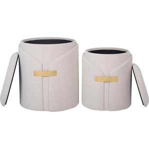 Kayoom Polstergarnitur Hocker Forcet 125 2er-Set, Edler Kunstsamtbezug, (Set, 2-tlg., Hocker 1: B 30,5/ H 38,5/ T 30,5 cmHocker 2: B 37/ H 44,5/ T 37 cm), modern, mit Stauraum, dekorativ, Viele dekorative Farbkombinationen