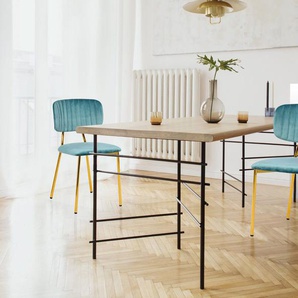 Kayoom Polsterstuhl Stuhl Giselle 125 2er-Set, pflegeleichter Samtbezug (Set, 2 St), mit Armlehnen, goldenes Gestell aus Edelstahl, Samtbezug, Ziernähte