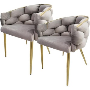 Kayoom Polsterstuhl Stuhl Grace 125 2er-Set, Gestell aus Eisen, bequem gepolstert (Set, 2 St), Graziöses Design, absolutes Eye-Catcher, geflochtener Rücken