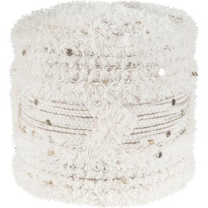 Kayoom Pouf »Bohist 425 35cm x 35cm, Strukturen mit Fransen und Quasten«, (1 St.), handgefertigt, Unikat, sehr gut kombinierbar, vielfältig im Einsatz