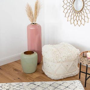Kayoom Pouf »Bohist 525 50cm x 50cm, Strukturen mit Fransen und Quasten«, (1 St.), handgefertigt, Unikat, sehr gut kombinierbar, vielfältig im Einsatz