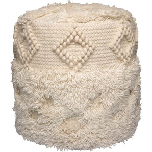 Kayoom Pouf Bohist 125 35cm x 35cm, Strukturen mit Fransen und Quasten (1-St), handgefertigt, Unikat, sehr gut kombinierbar, vielfältig im Einsatz