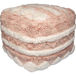 Kayoom Pouf Bohist 225 50cm x 50cm, Strukturen mit Fransen und Quasten (1-St), handgefertigt, Unikat, sehr gut kombinierbar, vielfältig im Einsatz