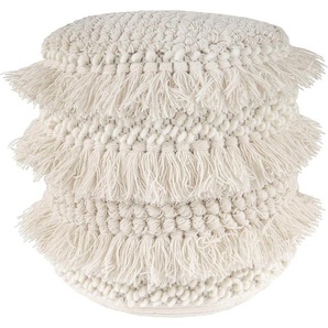 Kayoom Pouf Bohist 325 35cm x 35cm, Strukturen mit Fransen und Quasten (1-St), handgefertigt, Unikat, sehr gut kombinierbar, vielfältig im Einsatz