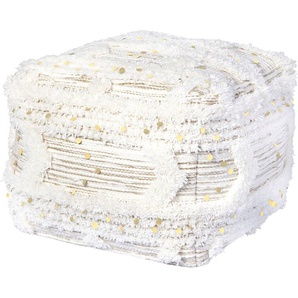 Kayoom Pouf Bohist 425 50cm x 50cm, Strukturen mit Fransen und Quasten (1-St), handgefertigt, Unikat, sehr gut kombinierbar, vielfältig im Einsatz