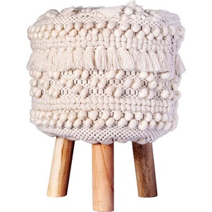 Kayoom Sitzhocker Hocker Bohist 325, charaktergebende Strukturen mit Fransen und Quasten (1 St), handgefertigtes Unikat, Boho-Style, gut kombinierbar