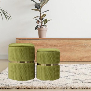 Kayoom Sitzhocker »Hocker Milas 2er-Set, Praktischer und versteckter Stauraum«, (Set, 2 St.), stapelbar, mit Stauraum, Edelstahlsockel, Farbenfroh unaufdringlich