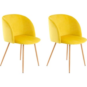 Stuhl KAYOOM Celina 110 Stühle Gr. B/H/T: 54 cm x 84 cm x 56 cm, gelb 4-Fuß-Stuhl Esszimmerstuhl Küchenstühle Stühle (2 Stück)