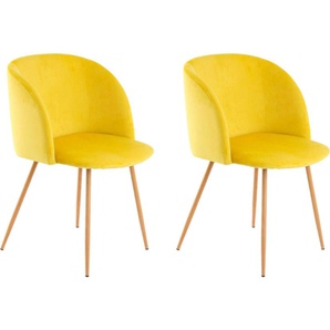 Stuhl KAYOOM Celina 110 Stühle Gr. B/H/T: 54 cm x 84 cm x 56 cm, gelb 4-Fuß-Stuhl Esszimmerstuhl Küchenstühle Stühle (2 Stück)