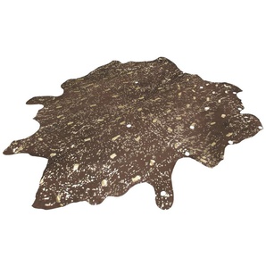 Kayoom Teppich Glam 110, rechteckig, Höhe: 3 mm, 100 % Rindslederfell,Fußbodenheizung geeignet, Akzente in Silber/Gold