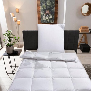 Keller Daunenbettdecke + Kopfkissen Star, Decke mit Kissen, verschiedene Größen wie Bettdecke 135x200 cm, Füllung: Bettdecke: 100% Daunen, Kopfkissen: 70% Federn, 30% Daunen, Bezug: 100% Baumwolle, Bettwaren-Set, 2-tlg., allergiker geeignet (für
