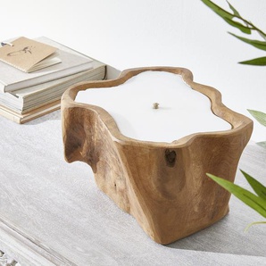 Kerze Enisa 30x25 cm Teak Natur Handarbeit Unikat, Dekoartikel