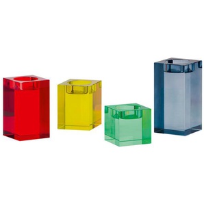 Kerzenhalter (4er-Set) Vela Glas bunt weiß, Designer Remember, 12. 10. 8. 6x6x6 cm