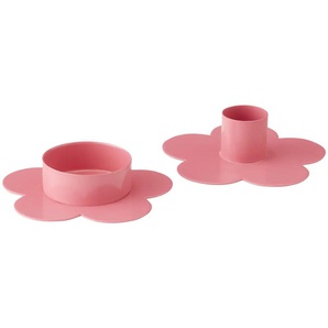 HOME STORY Kerzenhalter Blume 2er Se - rosa/pink - Metall - 2,5 cm - 8.0 | Möbel Kraft