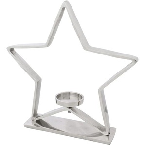 Kerzenhalter CREATIV DECO Weihnachtsdeko Gr. B/H: 42,00 cm x 42,00 cm, silberfarben Windlichter Laternen in Stern-Form, Höhe ca. 42 cm