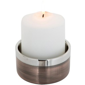 Kerzenhalter FINK VITO, Weihnachtsdeko Gr. H: 5 cm, braun (bronzefarben, silberfarben) Windlichter Laternen aus Edelstahl, im modernen Design