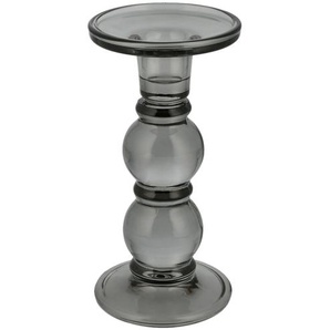 Kerzenhalter   ¦ grau ¦ Glas ¦ Maße (cm): H: 18,5  Ø: 9.3