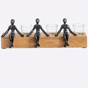 Kerzenhalter HEINE HOME Gr. B/H/T: 42,5 cm x 15,5 cm x 13 cm, schwarz (natur, schwarz) Kerzenhalter