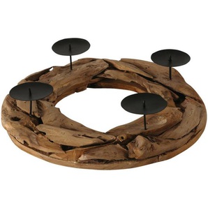 Kerzenhalter , Natur, Schwarz , Holz , Teakholz , 9 cm , zum Stellen , Dekoration, Windlichter & Kerzenhalter, Kerzenhalter