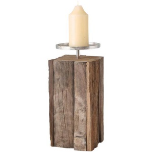 Kerzenhalter , Natur, Silber , Holz , Recyclingholz , 20x47 cm , zum Stellen , Dekoration, Windlichter & Kerzenhalter, Kerzenhalter