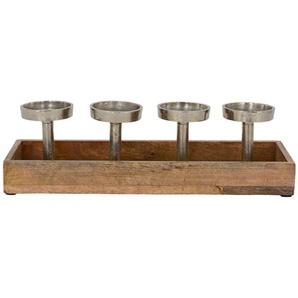 KerzenHalter Puri - Holz/Aluminium - 40x14x12 cm