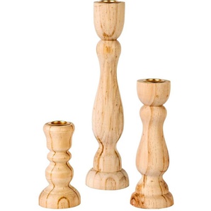 Schneider Kerzenhalter Ricco (Set, 3 St), aus Holz, Höhe ca. 11 cm + 17 cm + 25 cm