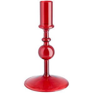 Kerzenhalter   ¦ rot ¦ Glas ¦ Maße (cm): H: 16,5  Ø: 9