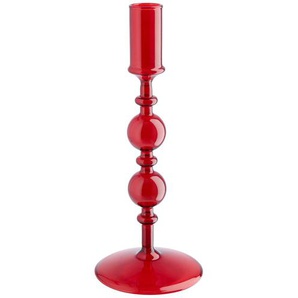 Kerzenhalter   ¦ rot ¦ Glas ¦ Maße (cm): H: 22  Ø: 9