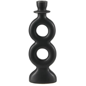 Kerzenhalter   ¦ schwarz ¦ Porzellan ¦ Maße (cm): B: 8,5 H: 26,5 T: 6.0
