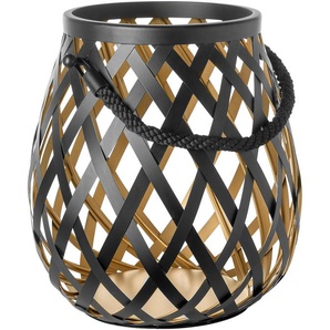 Kerzenlaterne FINK OTIS Kerzenhalter Gr. H: 33 cm, schwarz Windlichter Laternen Windlicht, pulverbeschichtet, innen goldfarben, mit Glas