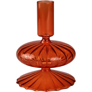 Kerzenleuchter AM DESIGN aus Glas Kerzenhalter Gr. H: 10 cm, orange Windlichter Laternen Stabkerzenhalter, Höhe ca. 10 cm
