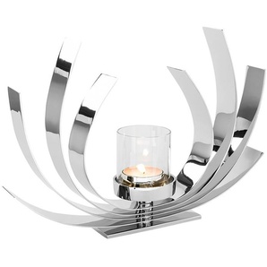 Kerzenleuchter FINK AURORA, Weihnachtsdeko Kerzenhalter Gr. B/H: 6 cm x 27 cm, silberfarben Windlichter Laternen mit drehbaren Elementen