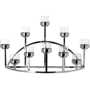 Kerzenleuchter FINK DOMIAN Kerzenhalter Gr. B/H/T: 48 cm x 30 cm x 17 cm, silberfarben Windlichter Laternen Teelichthalter, 10-flammig, vernickelt