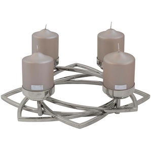 Kerzenleuchter FINK ZAPPORA Kerzenhalter Gr. H: 9 cm, silberfarben Windlichter Laternen Adventskranz, Leuchterkranz, 4-flammig, vernickelt